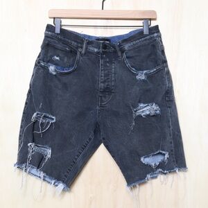 Purple Brand‎ P020 Distressed Denim Shorts Charcoal Black Size 30